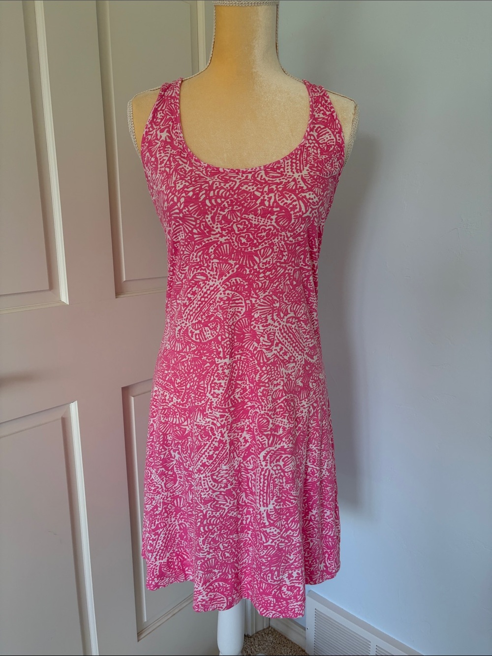 Lilly Pulitzer Pink & White Sleeveless Racerback Swim Cover-Up Dress